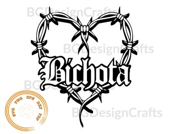 Bichota Svg, La Bichota SVG, Karol G Svg, Wire Heart Tattoo Svg, png, eps, cut file