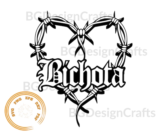 Bichota Svg, La Bichota SVG, Karol G Svg, Wire Heart Tattoo Svg, png, eps, cut file