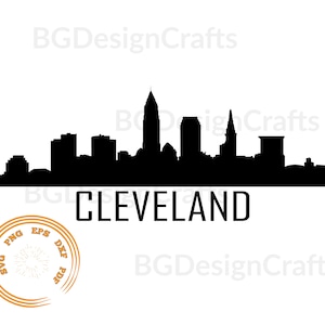 Cleveland Skyline SVG, Cleveland SVG, Cleveland Skyline Silhouette, png, dxf