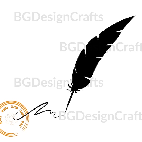 Feather Quill SVG, Fearher Svg, Quil Svg, inkwell Svg, inkwell pen svg, clipart, cut file, silhouette