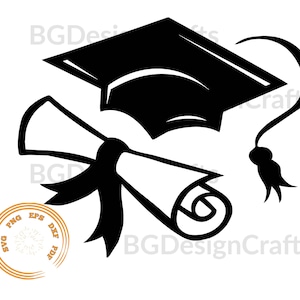Diploma and Cap SVG, Graduation SVG, Cap Svg, Diploma Svg, Clipart, Silhouette, Dxf