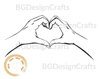 Hand Heart Svg, Clipart, Cut File, Png, Dxf, Eps, Svg file for cricut