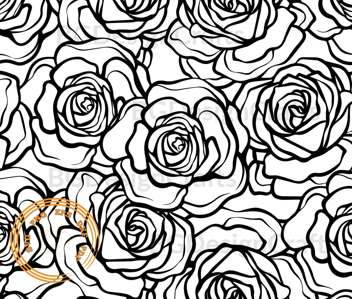 Rose Pattern #1, Rose Pattern SVG, Floral Pattern SVG, Flower Pattern ...