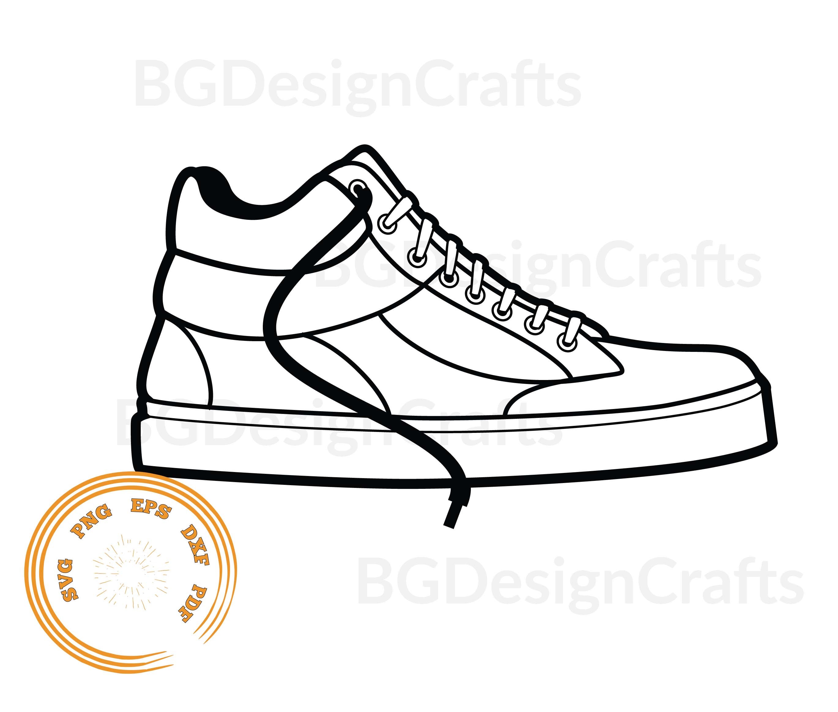 High Top Tennis Shoe Outline