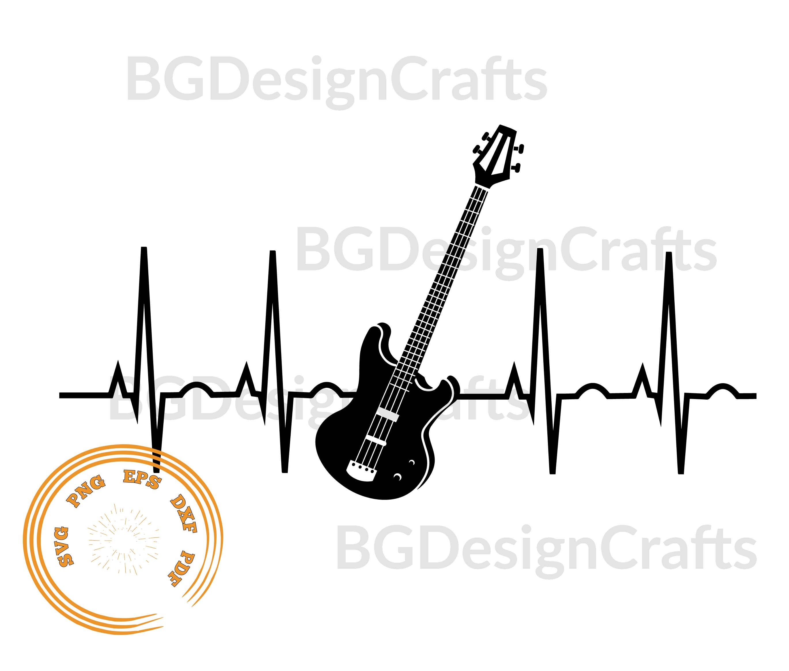 Heartbeat Bass Guitar SVG, Heartbeat SVG, Guitar SVG, Guitar