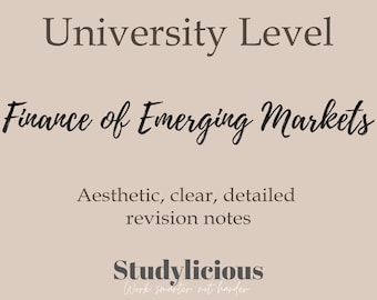Economics: Finance of Emerging Markets  Aesthetic Clear Detailed Revision Notes