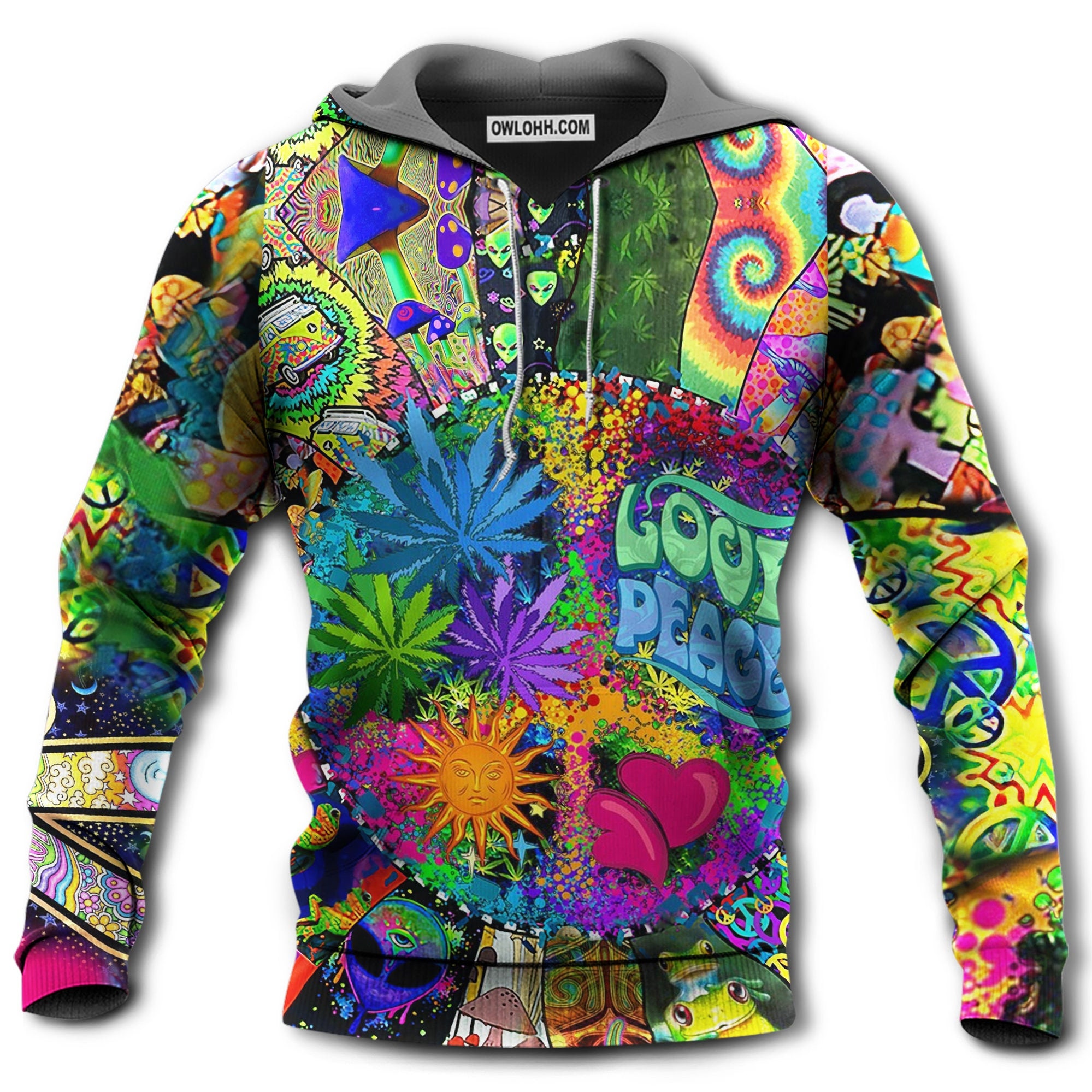 Discover Hippie Alien Frogs Mushroom Peace 3D Hoodies