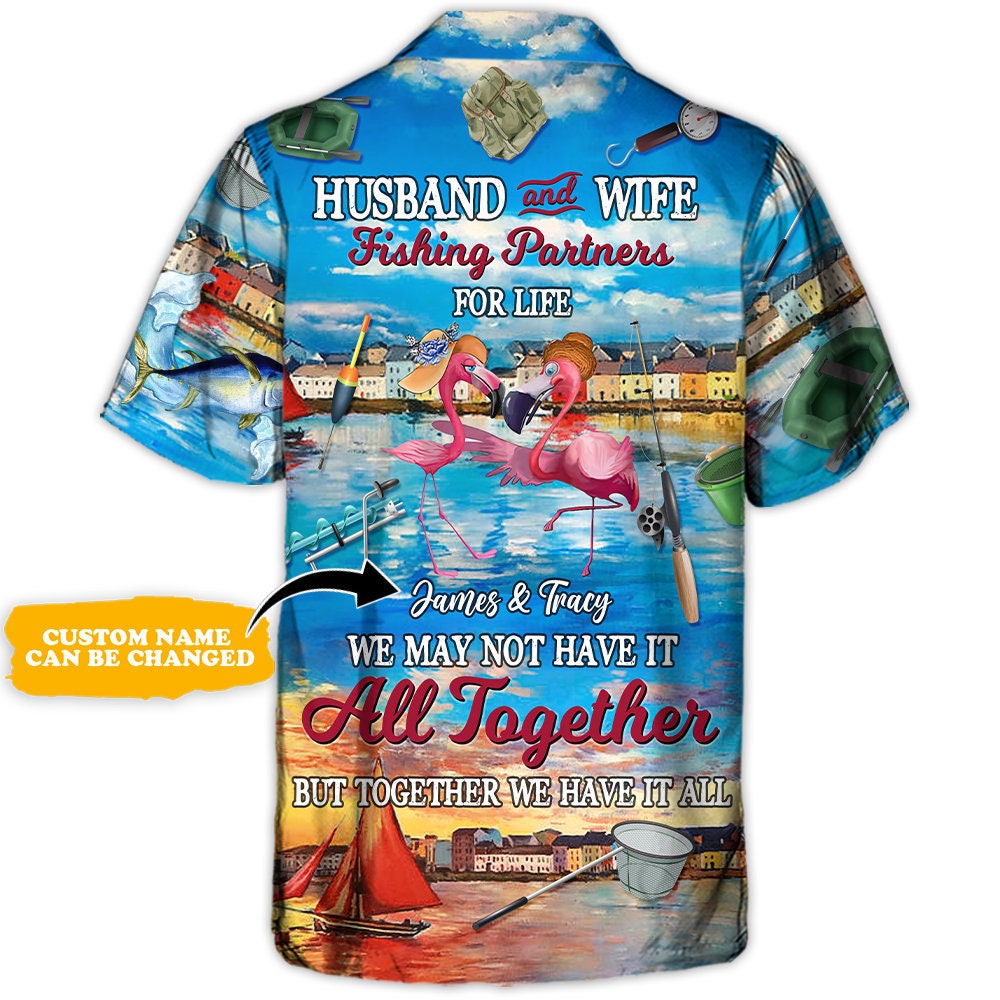 Fishing Flamingo Husband And Wife Personalized, Fishing Shirt sold