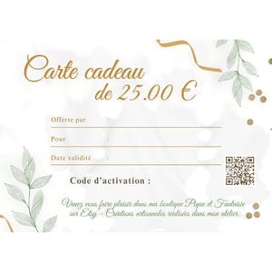 e-carte cadeau  (idée cadeau Noël, naissance, anniversaire, crémaillère…)