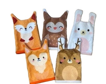 mini-gants de toilette/débarbouillette ANIMAUX DES BOIS