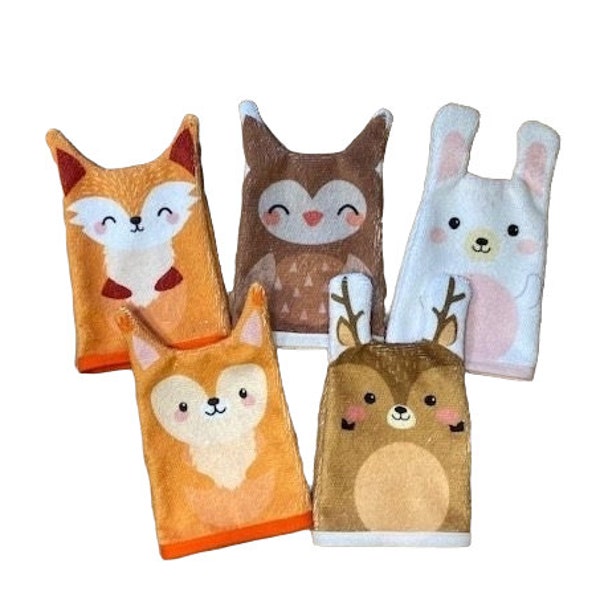 mini-gants de toilette/débarbouillette ANIMAUX DES BOIS