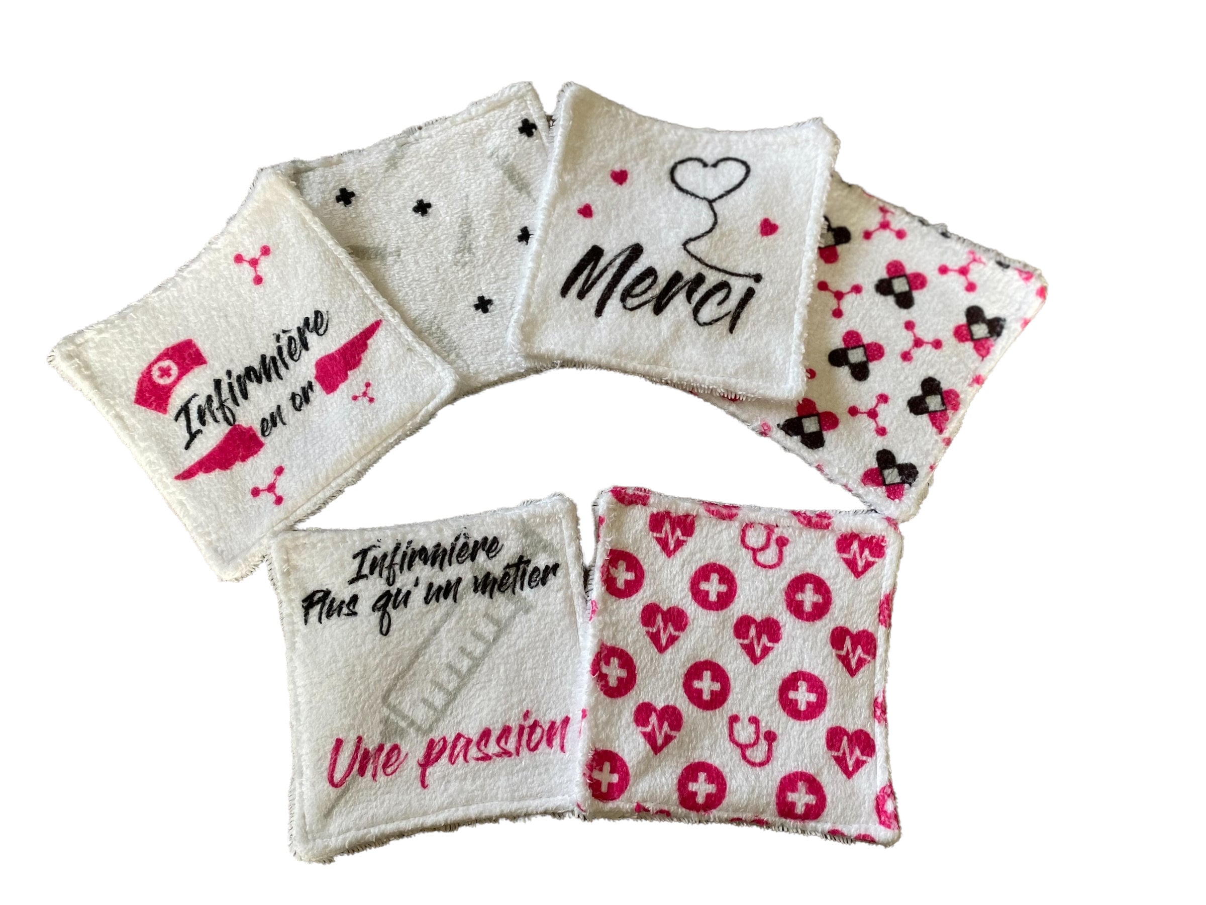 Cleansing/makeup removing wipes - washable cotton pads with nurse theme
