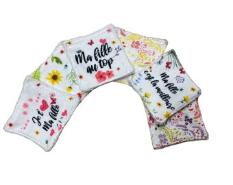 Cleansing/make-up remover wipes - washable cottons theme my daughter