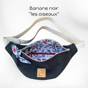 sac banane en velours côtelé femme, sac tendance, sac pratique "NOIR"