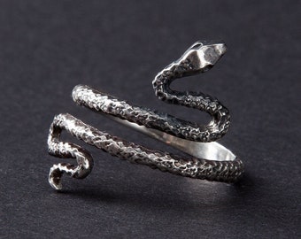 Small silver snake Ring, 925 silver Anaconda ring, Serpent Signet with Snake, Cobra ring