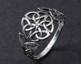 Celtic Ornament Ring, Celtic Ornaments Sterling Silver Celtic Ring, Celtic Knit Ring,Ring with Celtic Pattern, Amulet ring