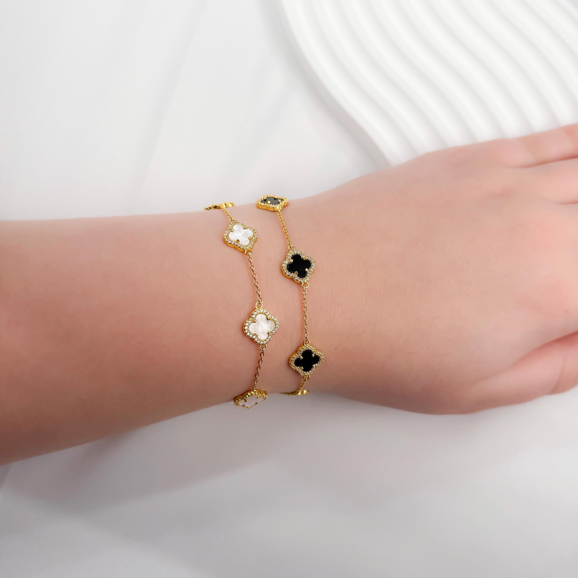 Onyx clover bracelet - Etsy 日本