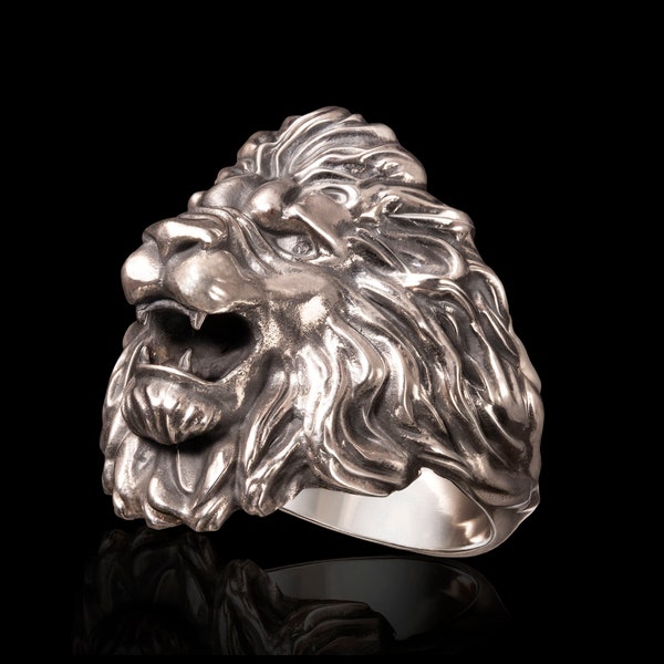 Leo Zodiac Ring. Handcrafted Lion's Head Men's Ring - Bold and Unique Design.  Universal Gift for Men and Women