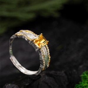 Minimalist Adjustable Sterling Silver Ring with Amethyst, Citrine and Peridot | Unique Birthstone Gemstone Jewelry for Women, Gift for Women