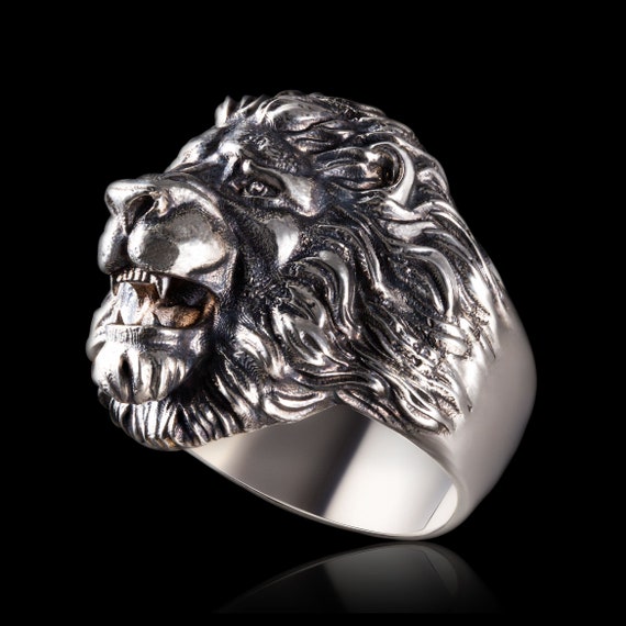 Testa di leone Anello da uomo 925 anello leone d argento anello