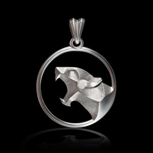 Silver Pendant With a Panther, Personalized Animal Medallion, Gift For Him Her, Wildcat pendant, Silver 925 Panther Head