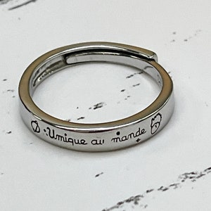 The Little Prince “Unique au Monde” Adjustbale Ring Silver Plated