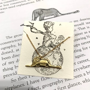 The Little Prince Boa Constrictor and Elephant Necklace Gold or Silver