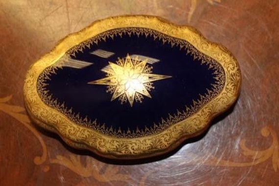 Cobalt porcelain box with gold Paul Pericaud Limo… - image 3