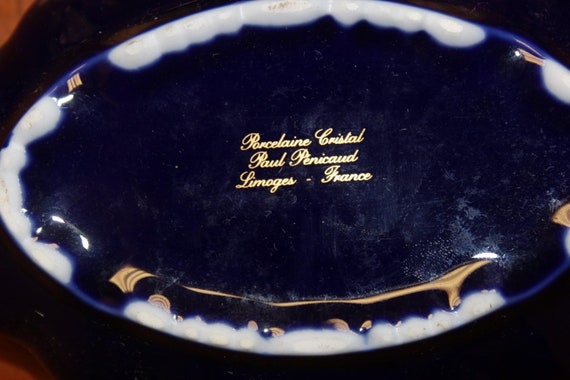 Cobalt porcelain box with gold Paul Pericaud Limo… - image 7
