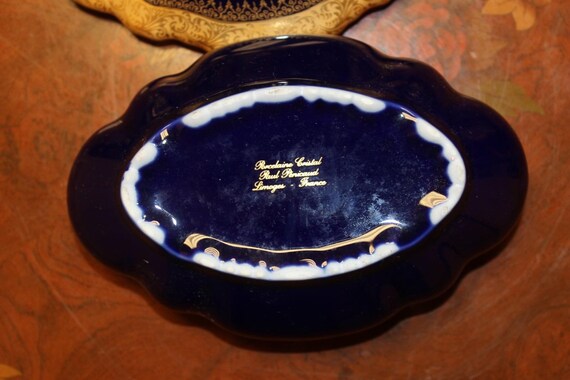 Cobalt porcelain box with gold Paul Pericaud Limo… - image 5