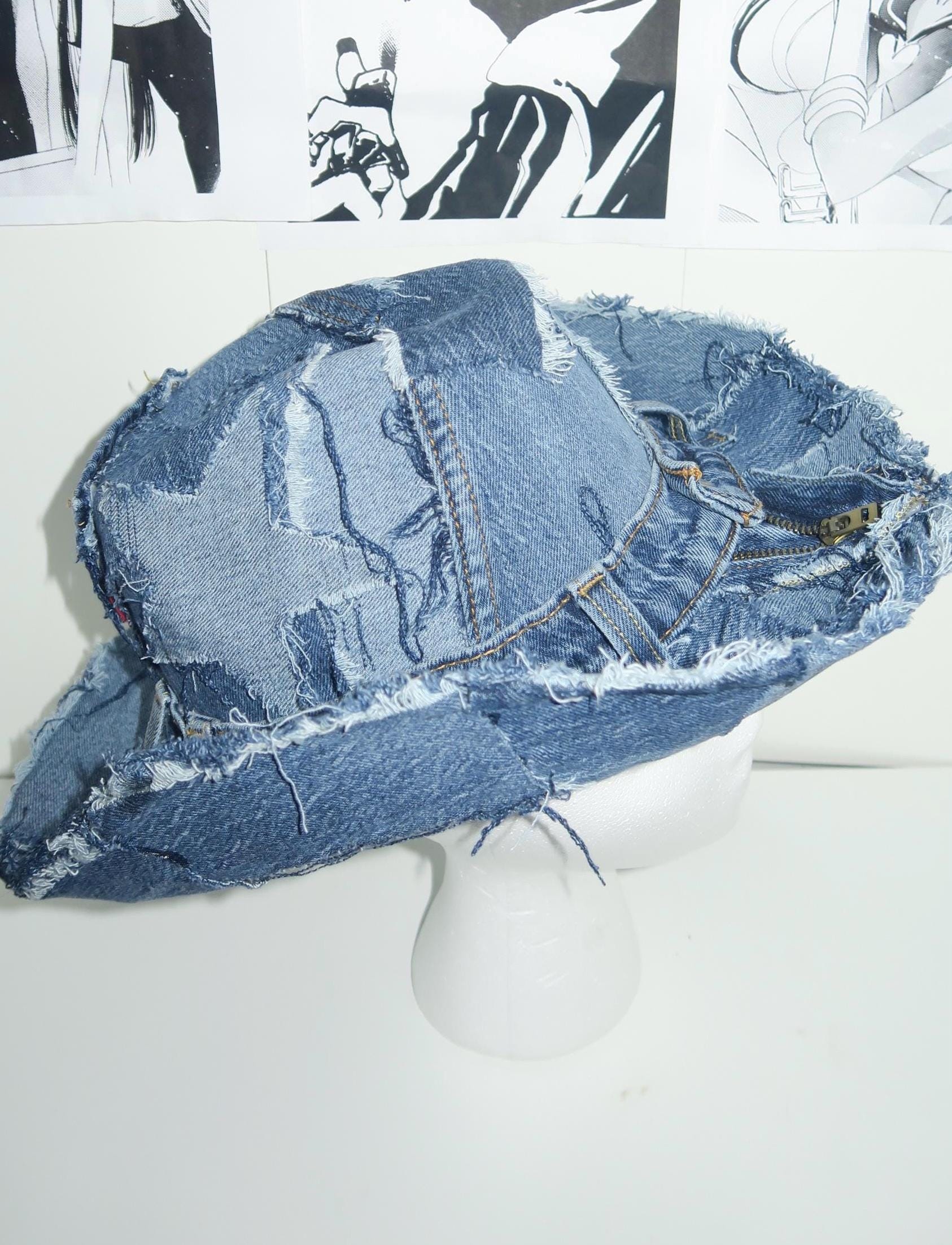 Levi’s Denim Cowboy Hat | Unisex Western Patchwork | Optional Rhinestone Stars Levi main image 2