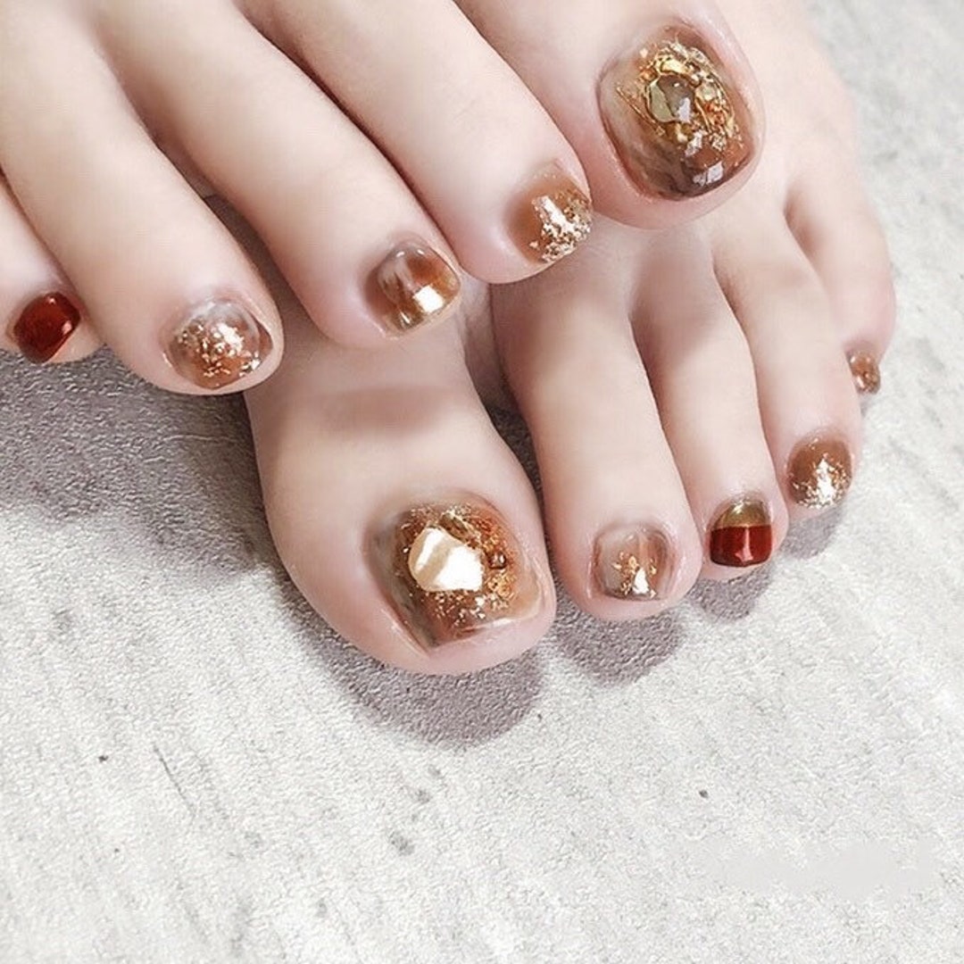 Pedicure Wraps. Nail Wraps. Red Gold Nail Wrap. Glitter Nail - Etsy