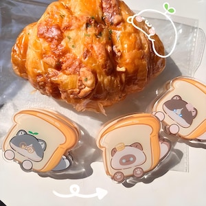 Carpeta acrílica con forma de gato y pan tostado, clip transparente, kawaii, diario, papel, marcapáginas, papelería, oficina, escuela, cuaderno de recortes, planificador lindo