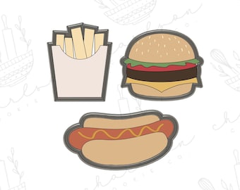 Fast food / junk food (fries, burger, hot dog) cookie cutter