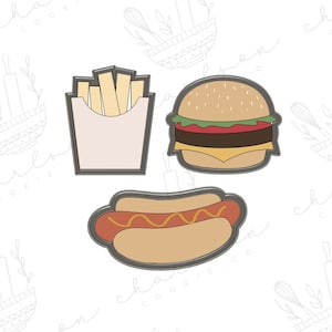 Fast food / junk food (fries, burger, hot dog) cookie cutter