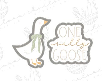 One silly goose theme cutter 2pc cookie cutter set