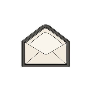 May include: A black envelope with a white interior, the envelope is open and the flap is folded down.