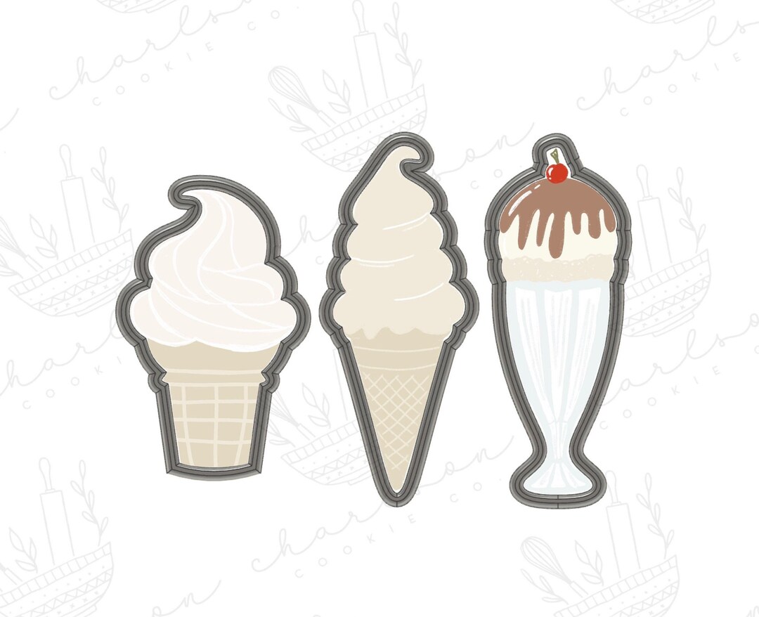 Ice Cream / Sundae Cookie Cutter linen & Gray Etsy