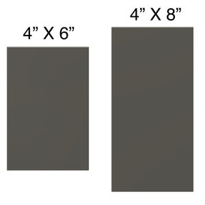 Puede incluir: Dos piezas rectangulares de tela gris oscuro. La pieza m&aacute;s grande est&aacute; etiquetada como "4" x "8" y la pieza m&aacute;s peque&ntilde;a est&aacute; etiquetada como "4" x "6".