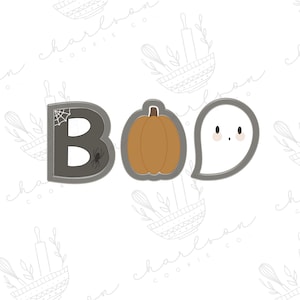 Boo (B, pumpkin, ghost) mini 2&quot; 3pc cookie cutters set