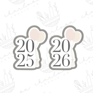 Year with balloons cookie cutter