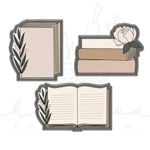 Book with greenery / floral cookie cutter