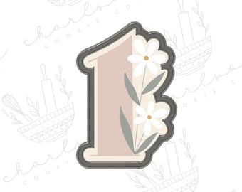 Number 1 with daisies cookie cutter