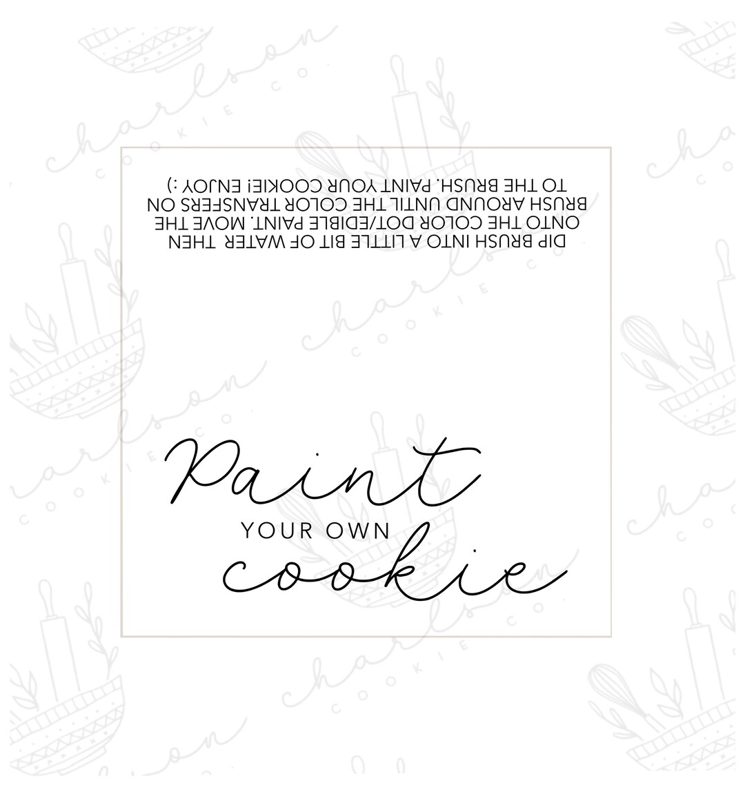 Paint Your Own Cookie / Printable Template Card 4 Files / Etsy