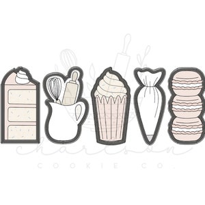 Tall Baker&#39;s set (skinny version) 5 cookie cutters 4” set