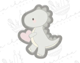 Trex with heart cookie cutter