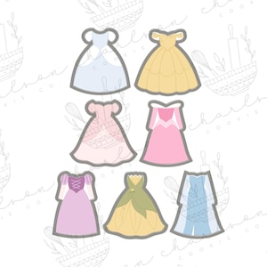 Princess dresses 7pc cookie cutters set