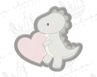 Trex with heart B cookie cutter