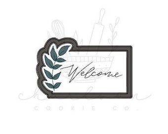 Rectangle with greenery plaque cookie cutter