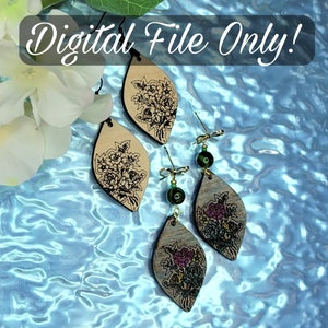 Earring SVG File - Earring Cut File - Floral Earring File - Floral Bouquet Earring SVG - Glowforge - Jewelry SVG - Easter Flowers svg